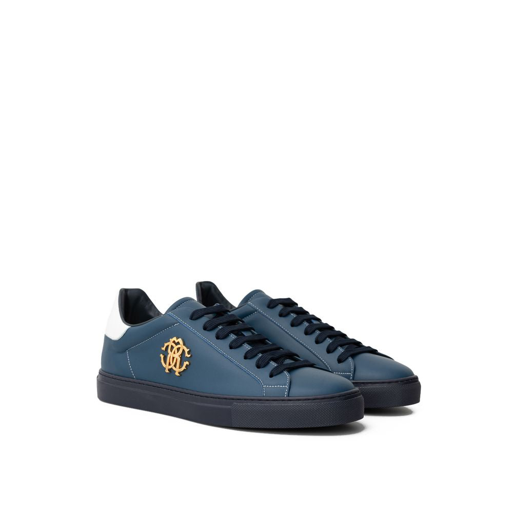 Roberto Cavalli Blue Leather Sneaker Roberto Cavalli