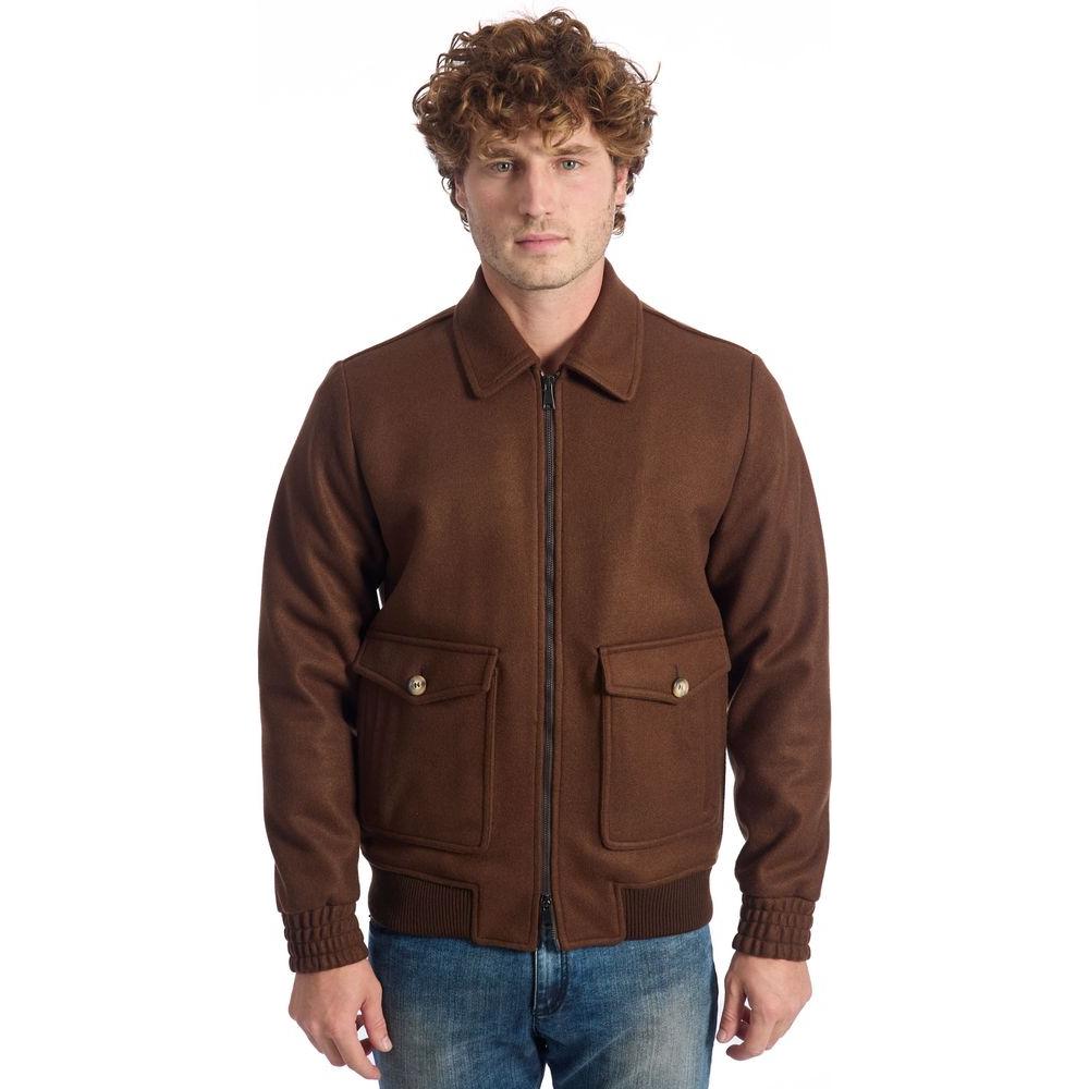 Roberto Pepe Luxury Brown Polyester Men Jacket Roberto Pepe Luxury