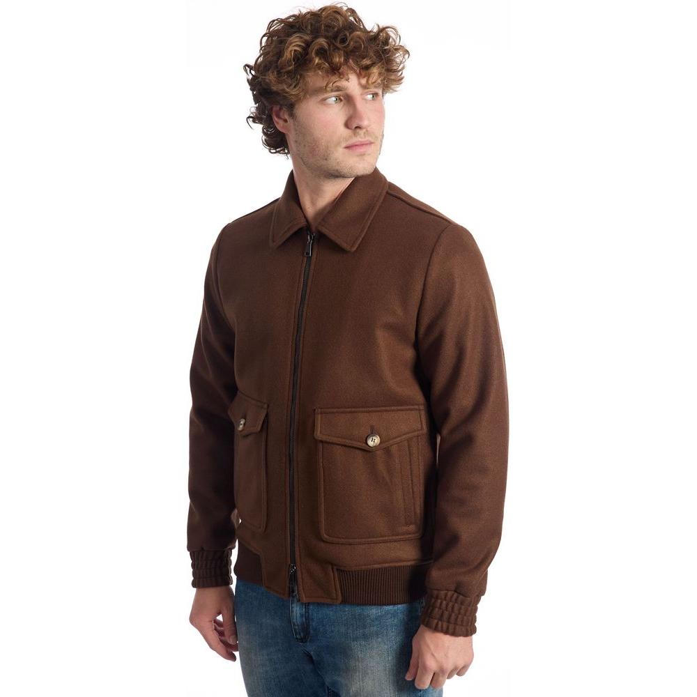 Roberto Pepe Luxury Brown Polyester Men Jacket Roberto Pepe Luxury