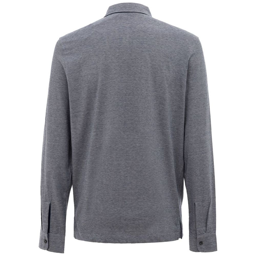 Corneliani Gray Cotton Polo Shirt Corneliani