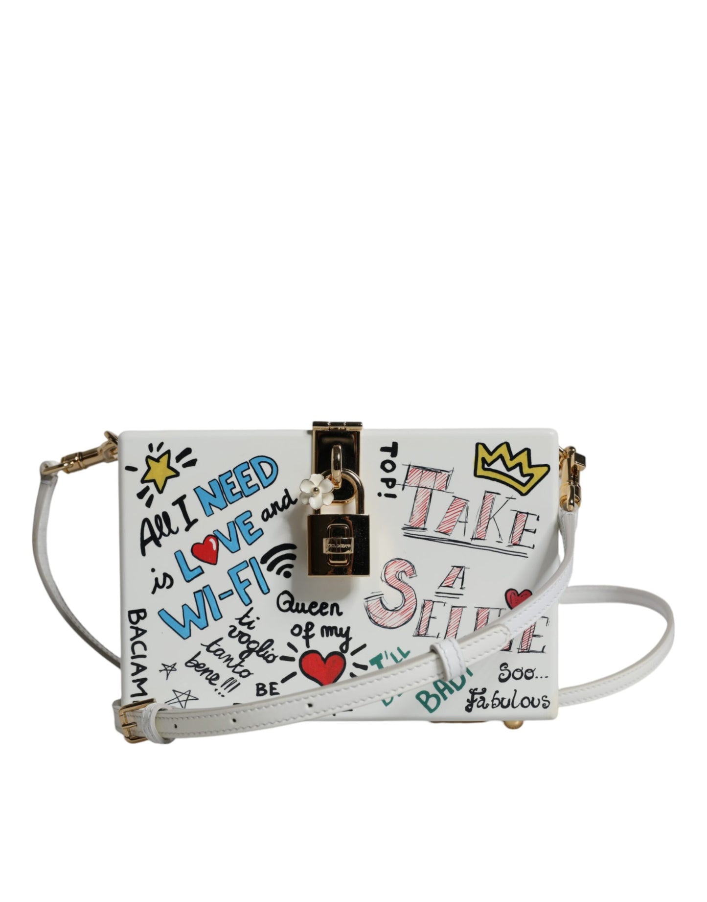 Dolce & Gabbana White Graffiti Print Clutch Crossbody Bag Dolce & Gabbana