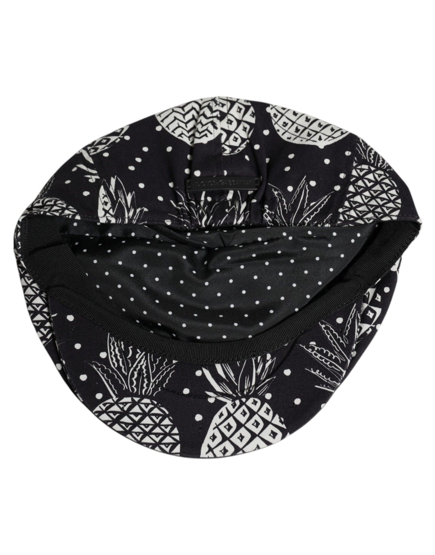 Dolce & Gabbana Black White Pineapple Print Newsboy Cap Hat Dolce & Gabbana