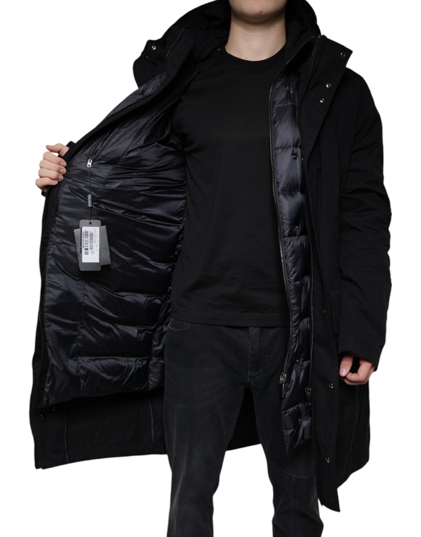 Dolce & Gabbana Black Hooded Parka Cotton Trench Coat Jacket Dolce & Gabbana