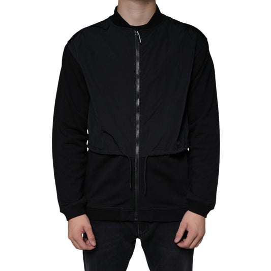MSGM Black Cotton Full Zip Bomber Long Sleeves Jacket