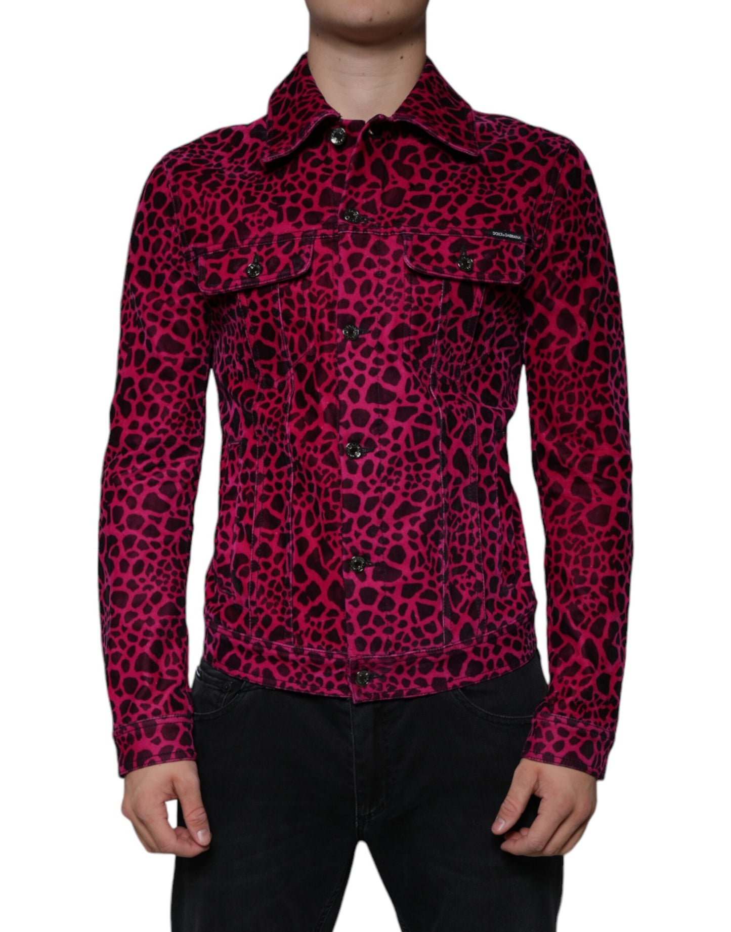 Dolce & Gabbana Fuchsia Leopard Button Down Collared Jacket Dolce & Gabbana