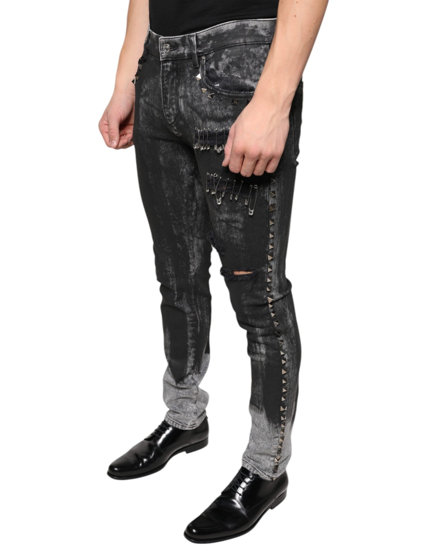 Dolce & Gabbana Black Embellished Cotton Skinny Denim Jeans Dolce & Gabbana