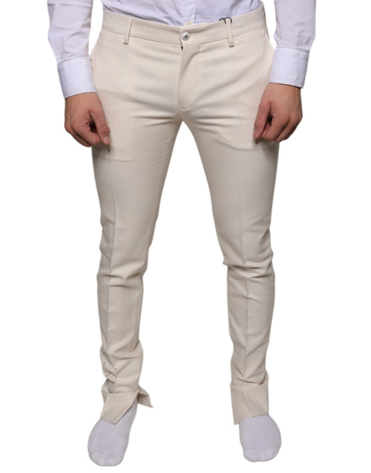 Dolce & Gabbana Off White Chino Wool Skinny Pants Dolce & Gabbana