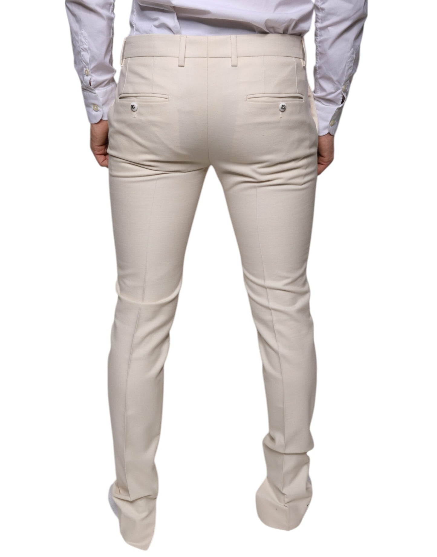 Dolce & Gabbana Off White Chino Wool Skinny Pants Dolce & Gabbana