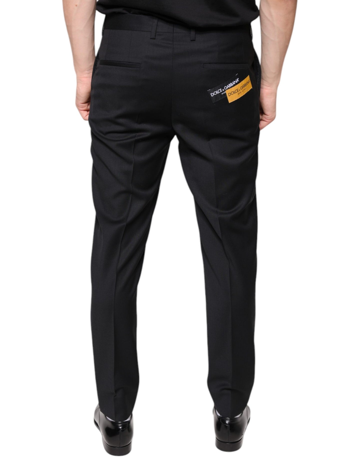 Dolce & Gabbana Black Wool Skinny Men Dress Pants Dolce & Gabbana