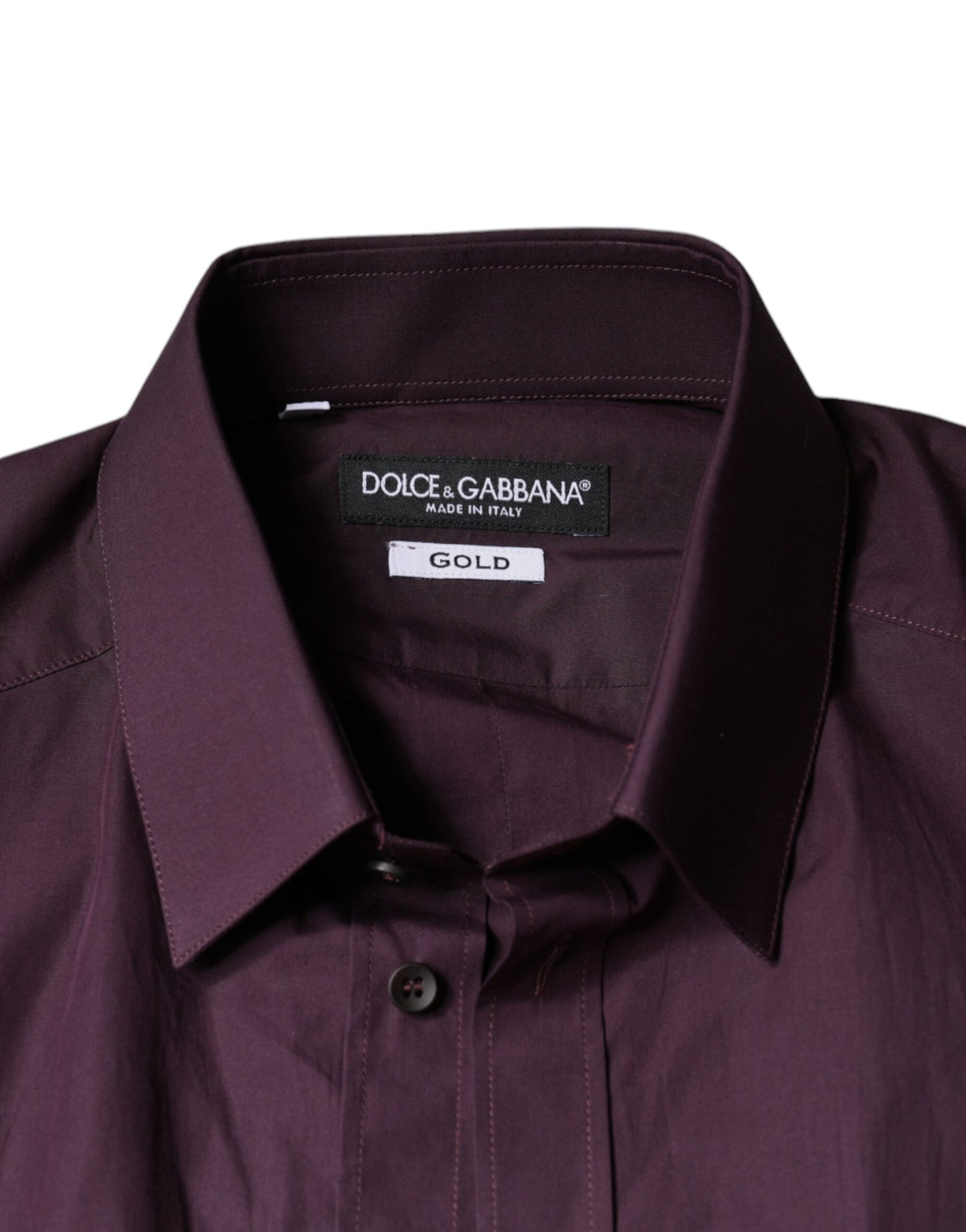 Dolce & Gabbana Dark Violet Cotton Dress GOLD Men Formal Shirt Dolce & Gabbana