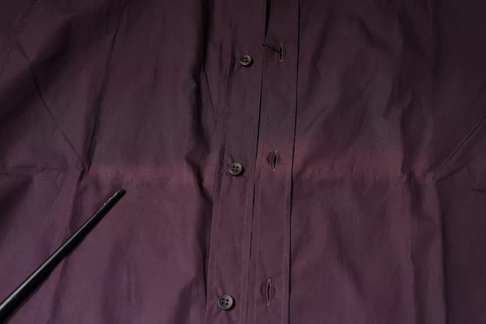 Dolce & Gabbana Dark Violet Cotton Dress GOLD Men Formal Shirt Dolce & Gabbana