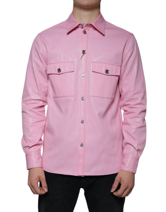 Dolce & Gabbana Pink Cotton Collared Button Down Shirt Dolce & Gabbana