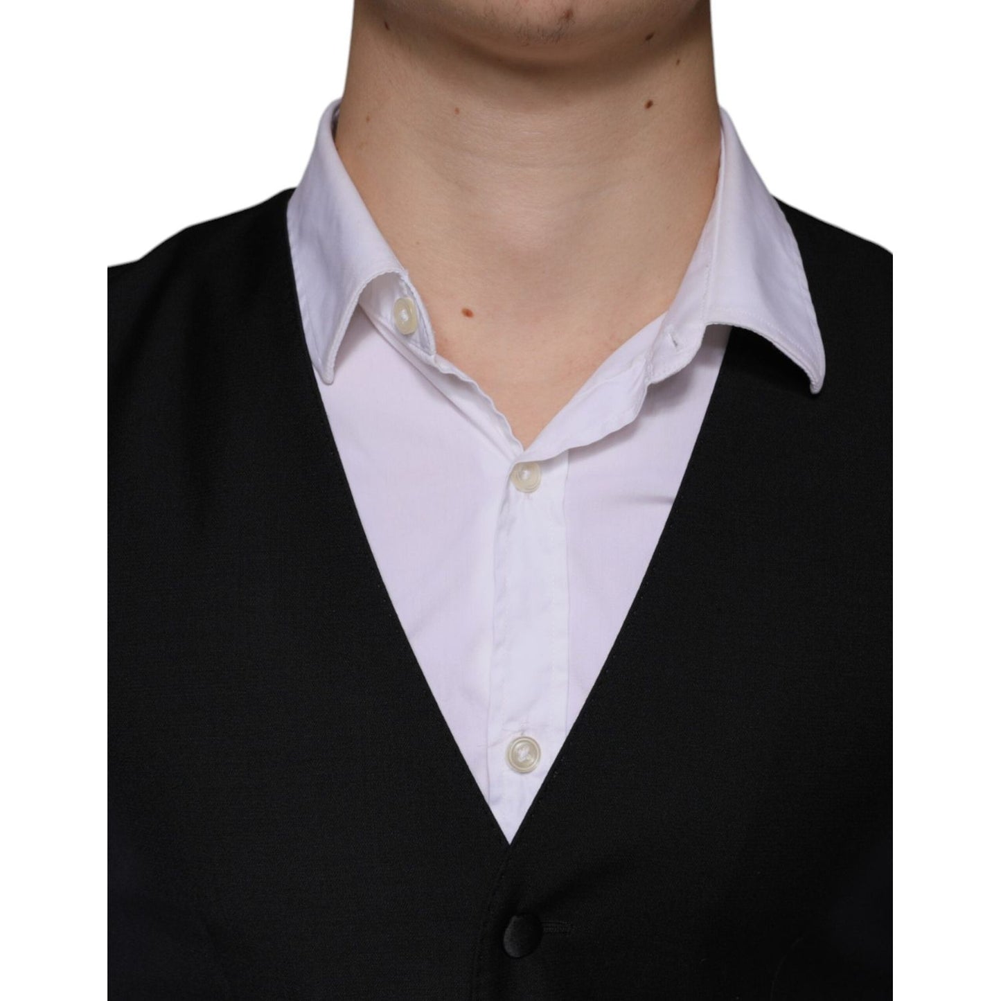 Dolce & Gabbana Black Wool Waistcoat Dress Formal Vest Dolce & Gabbana