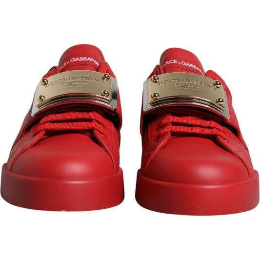 Dolce & Gabbana Red Leather Low Top Portofino Sneakers Shoes Dolce & Gabbana