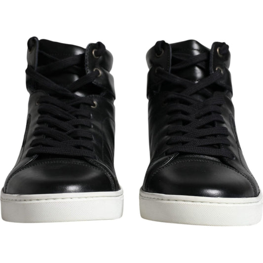 Dolce & Gabbana Black Leather High Top Men Sneakers Shoes Dolce & Gabbana