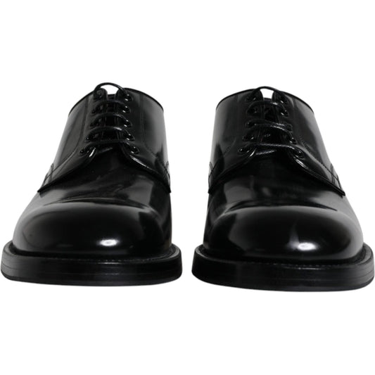 Dolce & Gabbana Black Leather Lace Up Men Derby Formal Shoes Dolce & Gabbana