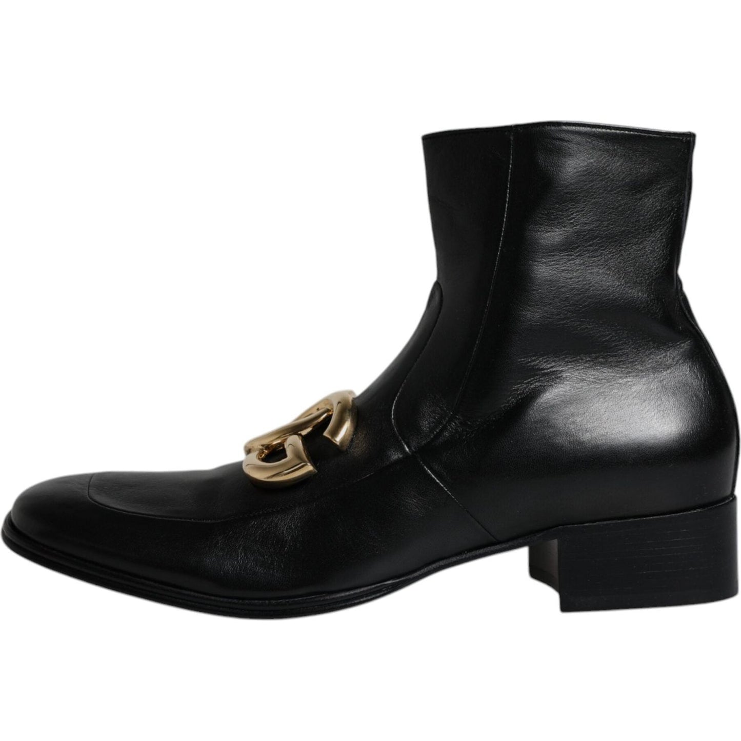 Dolce & Gabbana Black Nappa Leather Logo Ankle Boots Shoes Dolce & Gabbana