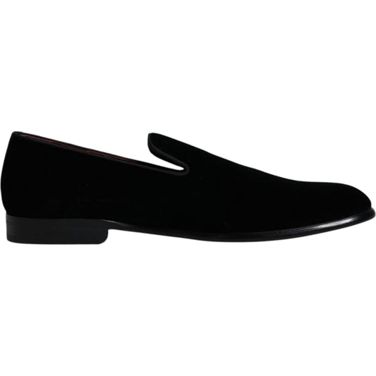 Dolce & Gabbana Black Suede Leather Slippers Loafers Shoes