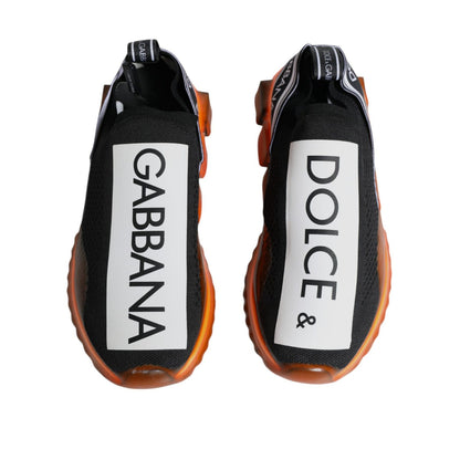 Dolce & Gabbana Black Orange Sorrento Slip On Sneakers Shoes