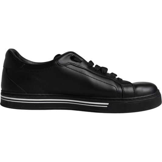 Dolce & Gabbana Black Leather Low Top Sneakers Shoes