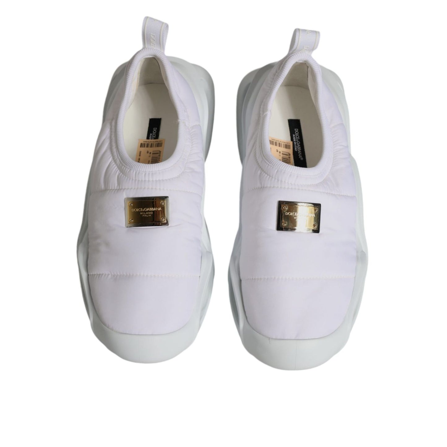 Dolce & Gabbana White Padded Fabric Low Top Sneakers Shoes