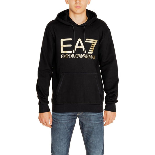 EA7 Emporio Armani Black Cotton Sweater EA7 Emporio Armani