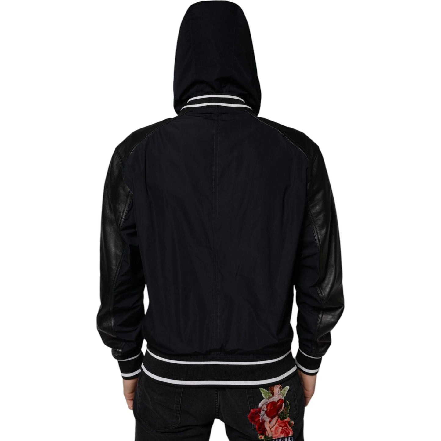 Dolce & Gabbana Black Hooded Full Zip Men Bomber Jacket Dolce & Gabbana