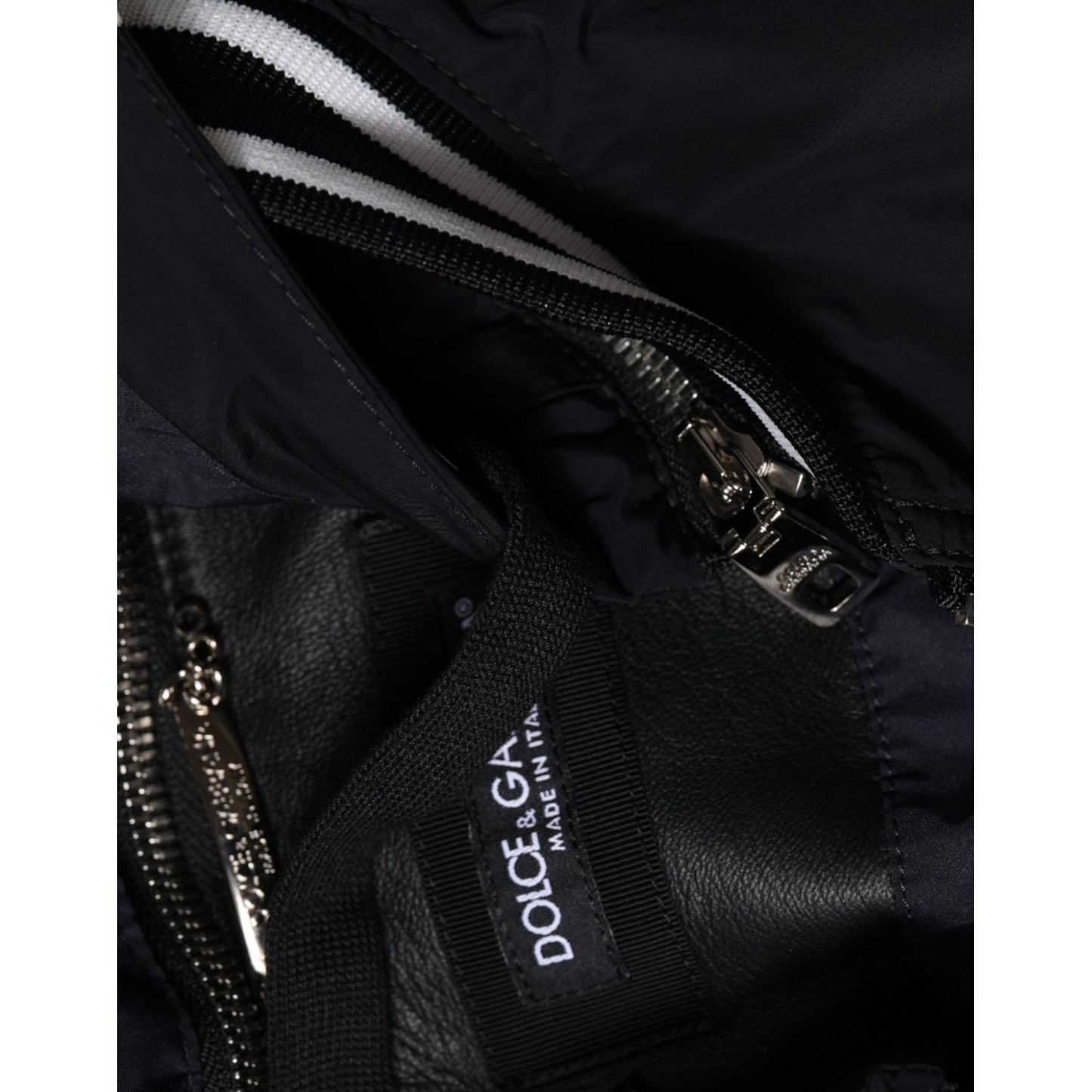 Dolce & Gabbana Black Hooded Full Zip Men Bomber Jacket Dolce & Gabbana