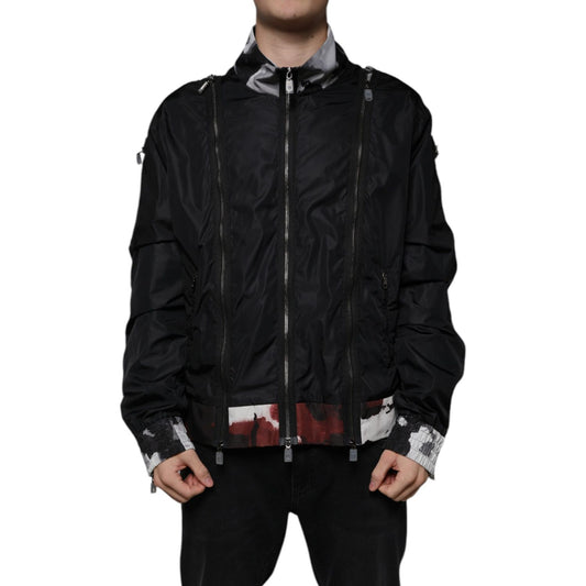 Dolce & Gabbana Black Nylon Full Zip Men Bomber Jacket