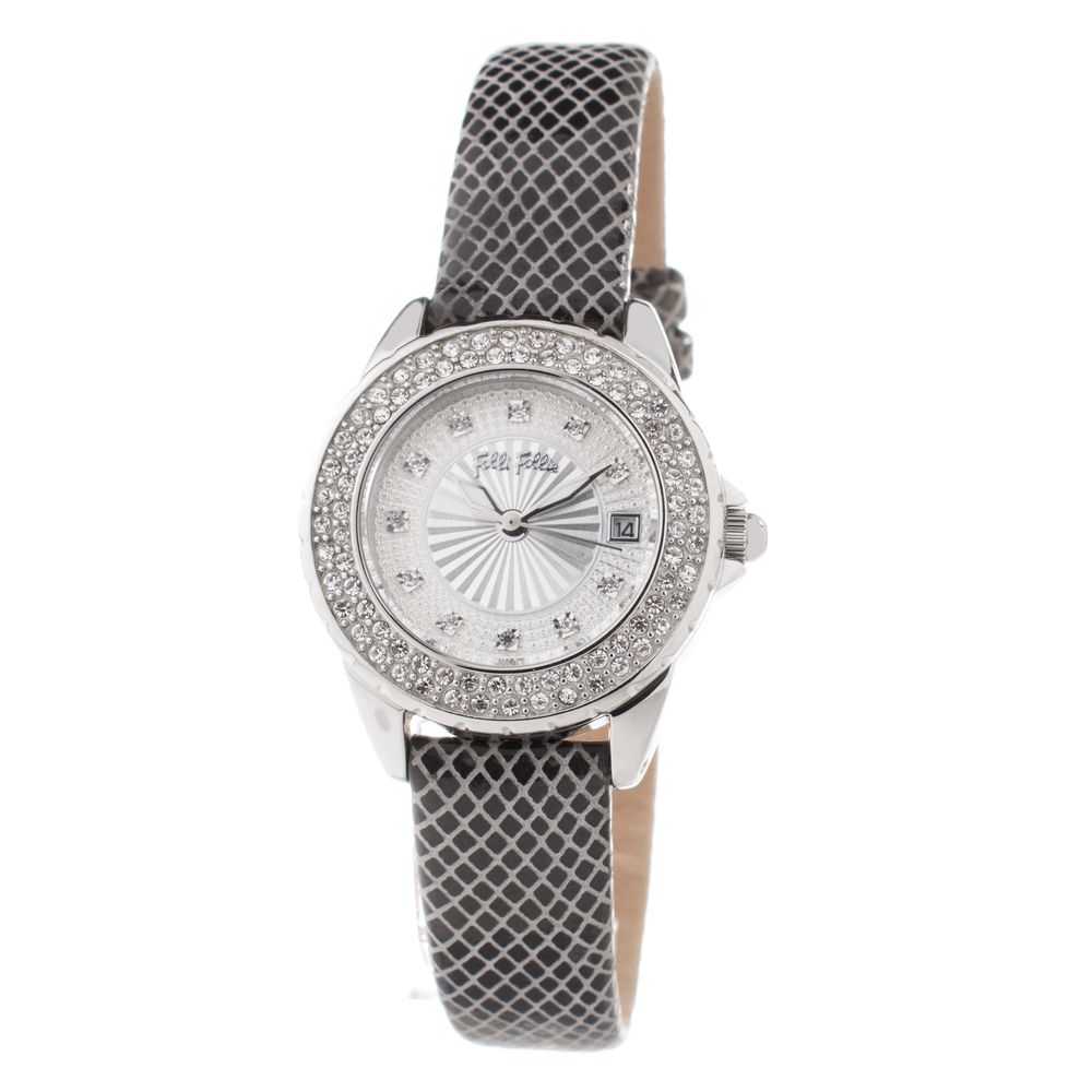 Folli Follie Gray Leather Dress Watch