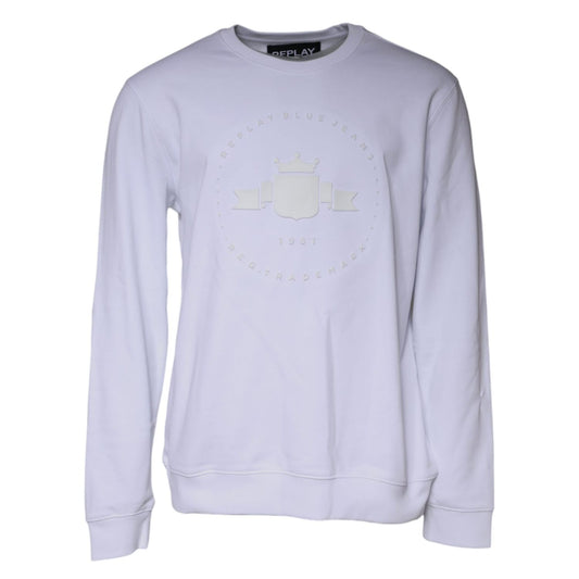 Replay White Embossed Logo Crew Neck Men Sweatshirt Sweater Replay