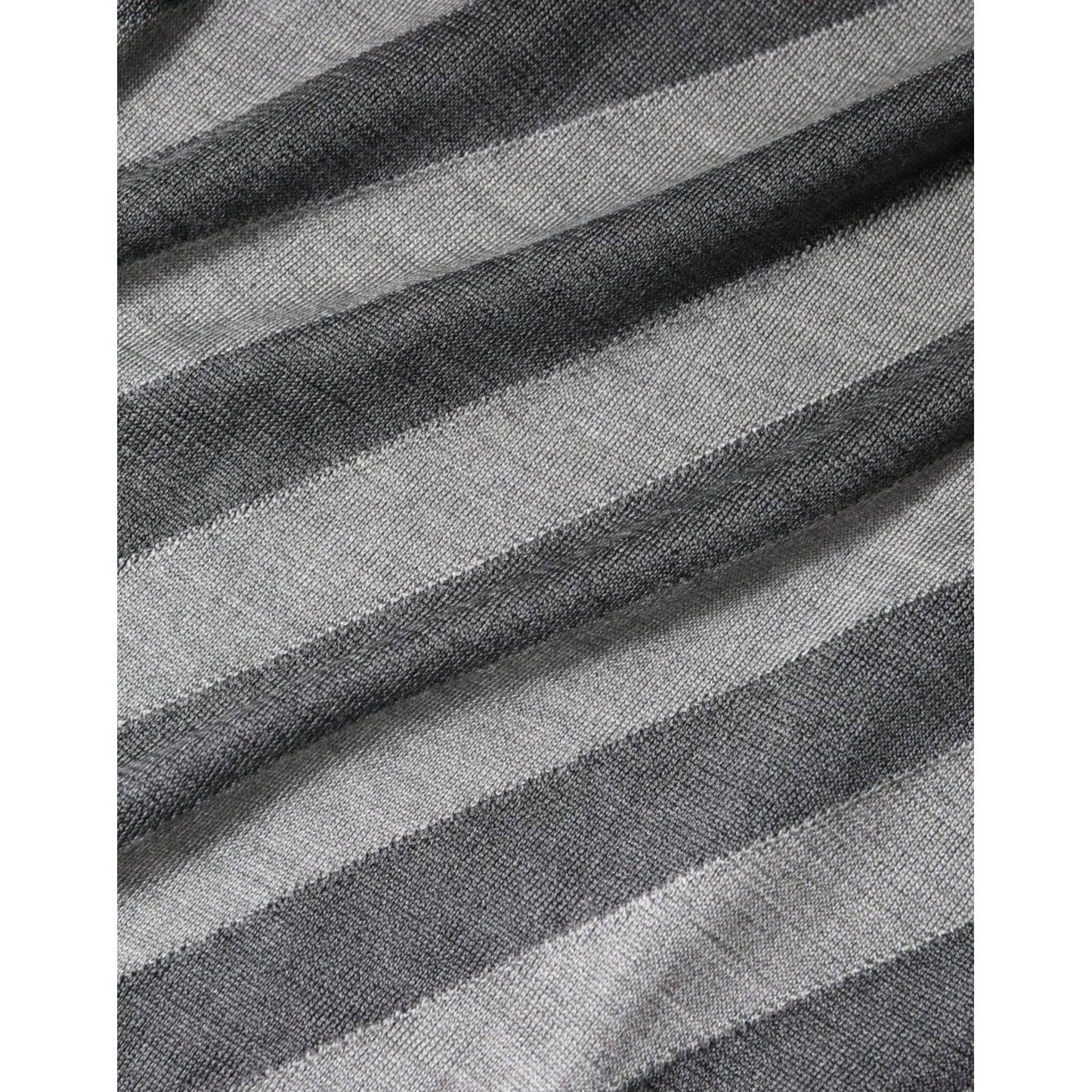 Dolce & Gabbana Gray Stripes Long Sleeve Round Neck Pullover Sweater