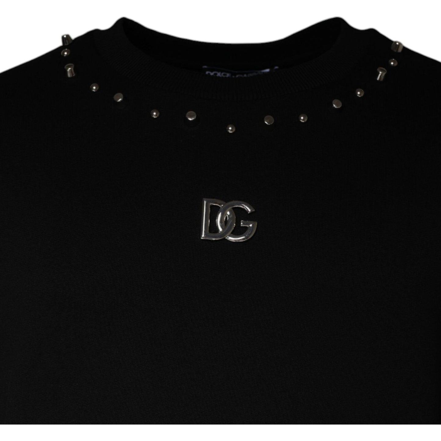 Dolce & Gabbana Black Logo Stud Pullover Sweatshirt Sweater