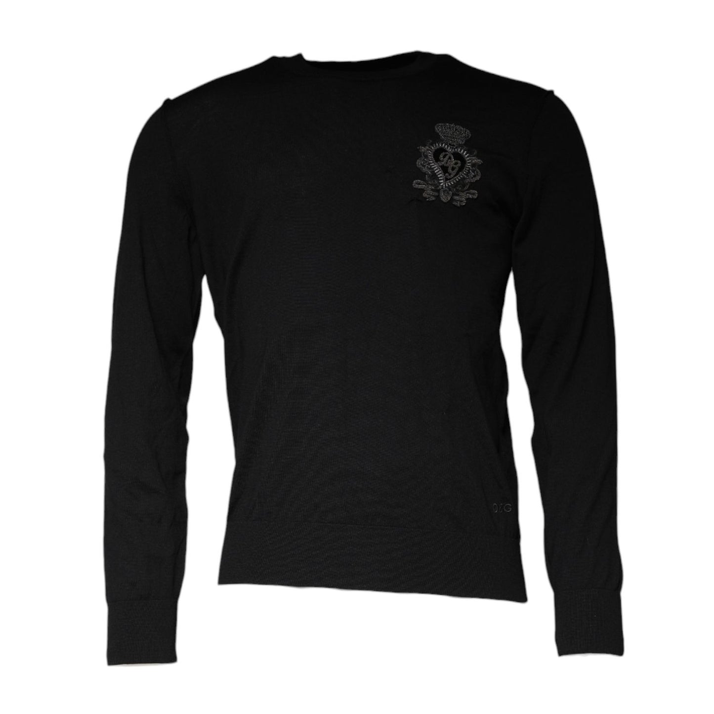 Dolce & Gabbana Black Crown Heart Crew Neck Pullover Sweater