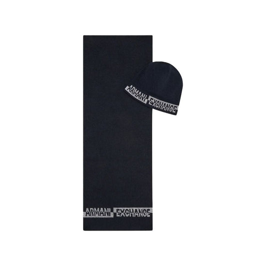 Armani Exchange Blue Wool Scarf Armani Exchange