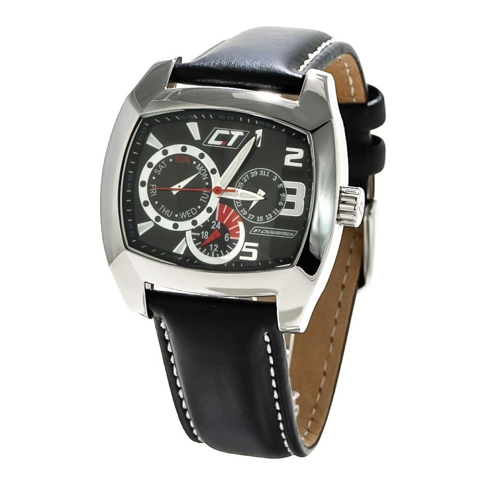 Chronotech Black Leather Watch Chronotech