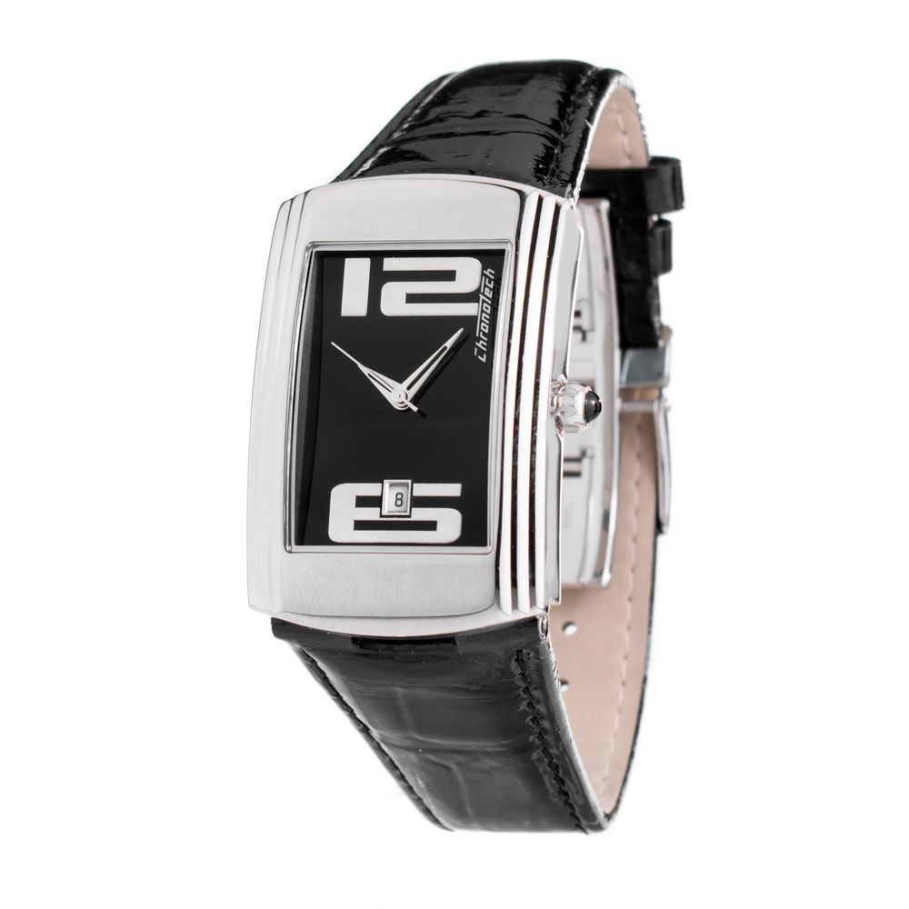 Chronotech Black Leather Dress Watch