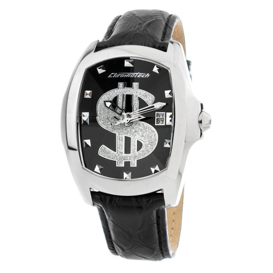 Chronotech Black Leather Dress Watch Chronotech