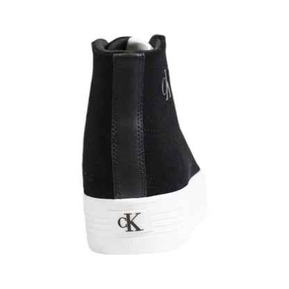 Calvin Klein Jeans Black Suede Leather Platform Sneakers