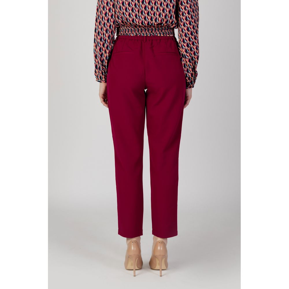 Vila Clothes Bordeaux Polyester Casual Pants