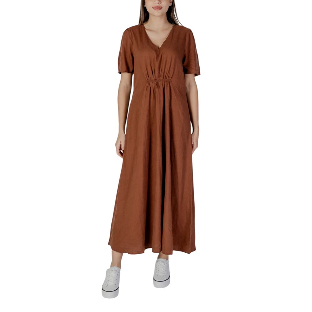 B.Young Brown Linen Long Dress B.Young