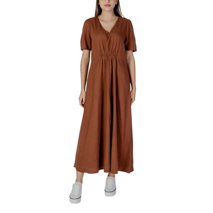 B.Young Brown Linen Long Dress B.Young
