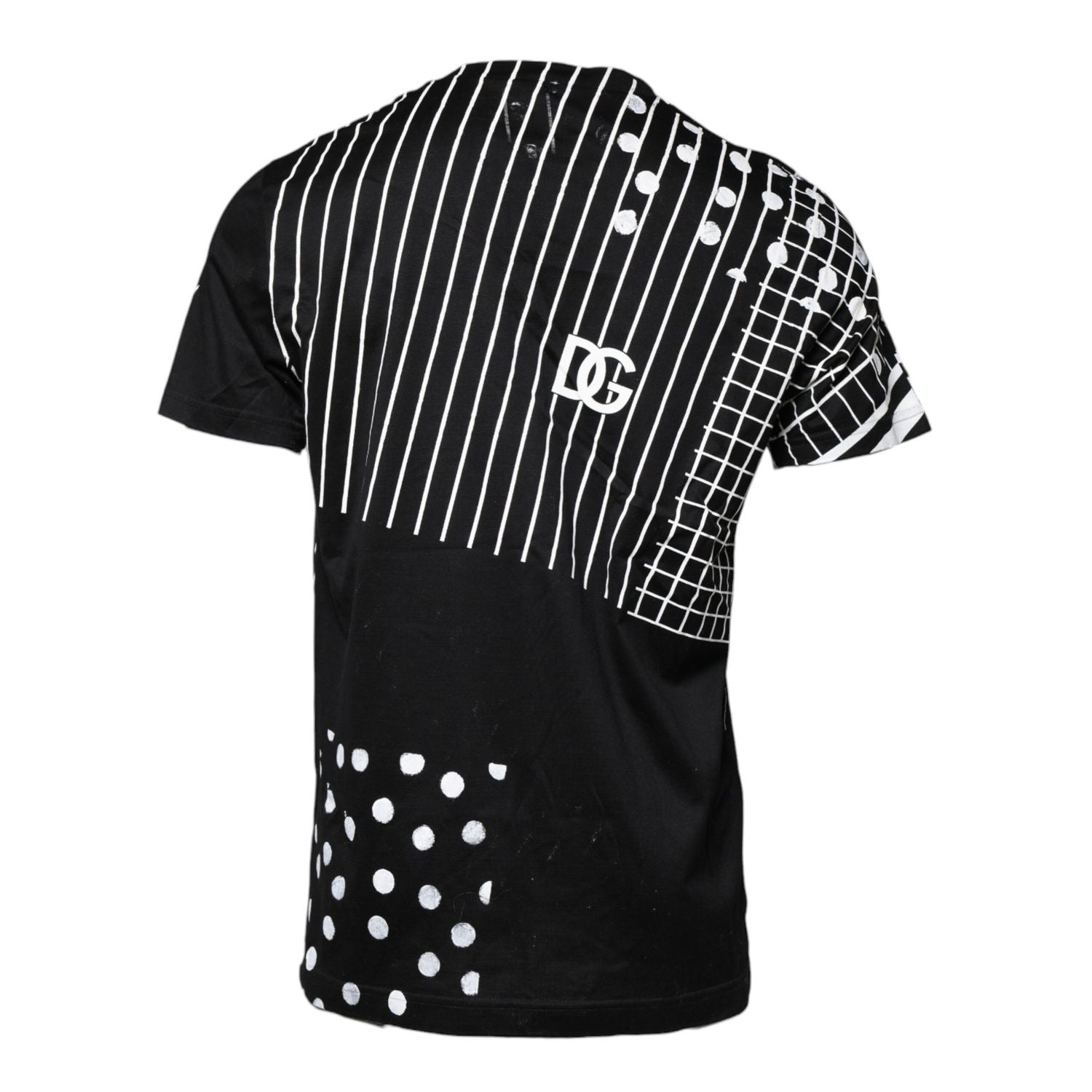 Dolce & Gabbana Black Cotton Polka Dots Round Neck T-shirt