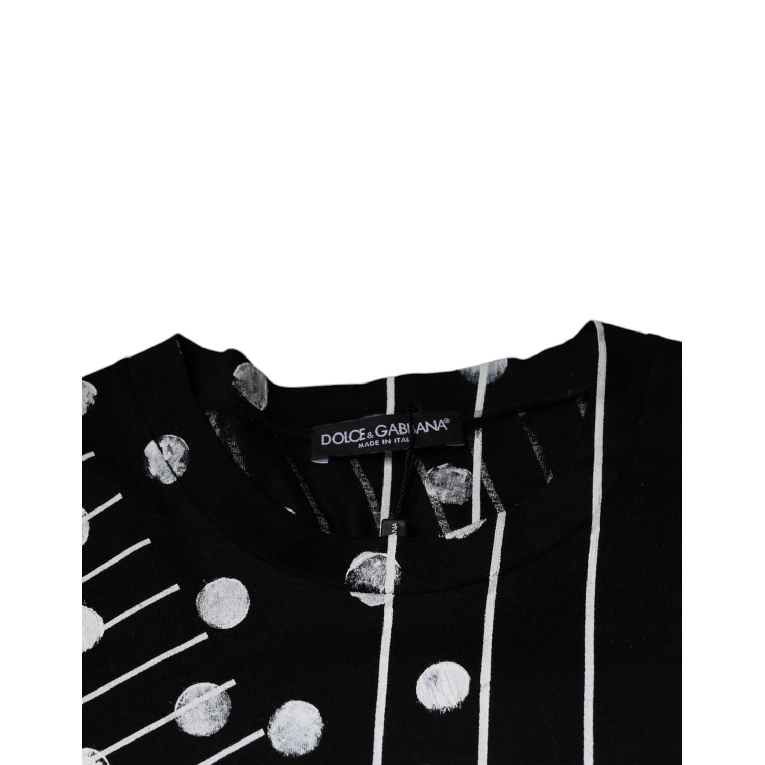 Dolce & Gabbana Black Cotton Polka Dots Round Neck T-shirt