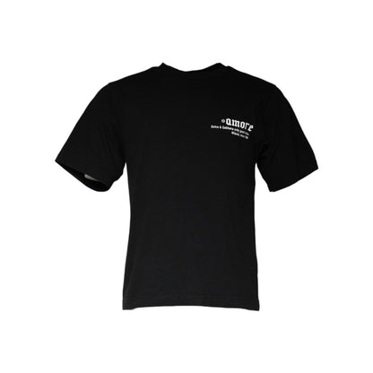 Dolce & Gabbana Black Amore Print Cotton Crew Neck T-shirt
