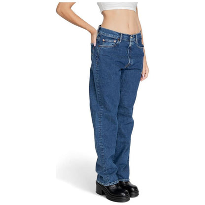 Replay Blue Cotton Mom Jeans Replay