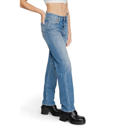 Replay Blue Cotton Mom Jeans Replay