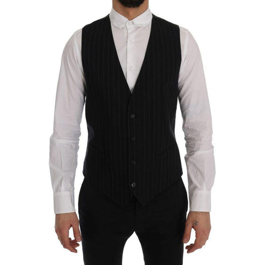 Dolce & Gabbana Black STAFF Cotton Striped Vest Dolce & Gabbana