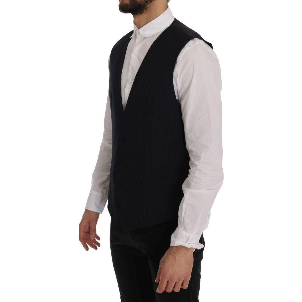 Dolce & Gabbana Black STAFF Wool Striped Vest