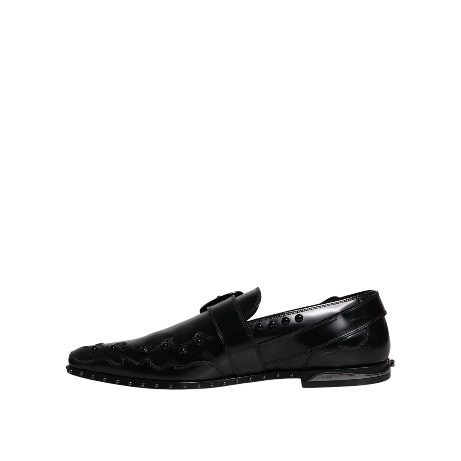 Dolce & Gabbana Black Embellished Derby Monk Strap Shoes